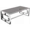 Table basse design acier inoxydable silver plateau en verre rectangulaire HUGOS