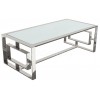 Table basse design acier inoxydable silver plateau en verre rectangulaire HUGOS