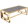 Table basse design acier inoxydable gold plateau en verre ou marbre rectangulaire HUGOS