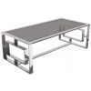 Table basse design acier inoxydable gold plateau en verre ou marbre rectangulaire HUGOS
