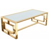 Table basse design acier inoxydable gold plateau en verre ou marbre rectangulaire HUGOS