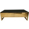 Table basse design avec 2 tiroirs acier inoxydable gold plateau en verre ou marbre rectangulaire ADOS