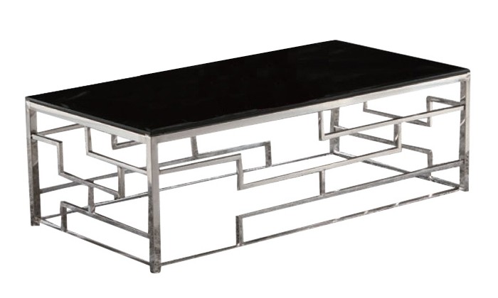 Table basse design acier inoxydable plateau avec marbre ou en verre BELLAGIO