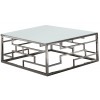 Table basse design acier inoxydable plateau avec marbre ou en verre carre BELLAGIO