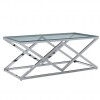 Table basse design acier inoxydable silver plateau en verre carre IDEA