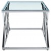 Table basse design acier inoxydable silver plateau en verre carre IDEA