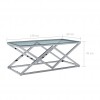 Table basse design acier inoxydable silver plateau en verre carre IDEA