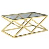 Table basse design acier inoxydable silver plateau en verre carre IDEA