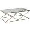 Table basse design acier inoxydable silver plateau en verre carre IDEA