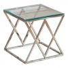 Table basse design acier inoxydable silver plateau en verre carre IDEA