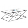 Table basse design acier inoxydable silver plateau en verre rectangulaire IDEA