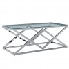 Table basse design acier inoxydable silver plateau en verre rectangulaire IDEA