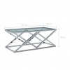 Table basse design acier inoxydable silver plateau en verre rectangulaire IDEA