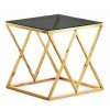 Table basse design acier inoxydable gold plateau en verre carre IDEA