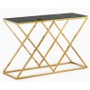 Table basse design acier inoxydable gold plateau en verre carre IDEA