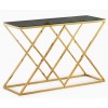 Table basse design acier inoxydable gold plateau en verre rectangulaire IDEA