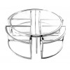 Set de table basse design 5 pices acier inoxydable silver rond  Ø100 plateau en verre au choix PODAVI