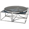 Set de table basse design 5 pices acier inoxydable silver rond  Ø100 plateau en verre au choix PODAVI