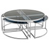 Set de table basse design 5 pices acier inoxydable silver rond  Ø100 plateau en verre au choix PODAVI