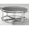 Set de table basse design 5 pices acier inoxydable silver rond  Ø100 plateau en verre au choix PODAVI