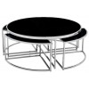 Set de table basse design 5 pieces acier inoxydable silver rond  Ø100 plateau en verre au choix PODAVI