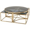 Set de table basse design 5 pieces acier inoxydable silver rond  Ø100 plateau en verre au choix PODAVI