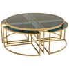 Set de table basse design 5 pieces acier inoxydable gold rond  Ø100 plateau en verre au choix PODAVI
