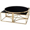 Set de table basse design 5 pieces acier inoxydable gold rond  Ø100 plateau en verre au choix PODAVI