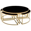 Set de table basse design 5 pieces acier inoxydable gold rond  Ø100 plateau en verre au choix PODAVI