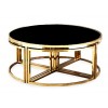 Set de table basse design 5 pieces acier inoxydable gold rond  Ø100 plateau en verre au choix PODAVI