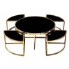 Set de table basse design 5 pieces acier inoxydable gold rond  Ø100 plateau en verre au choix PODAVI