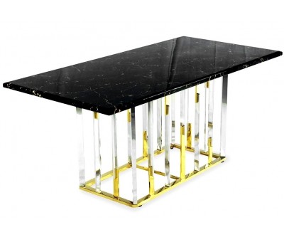 Table de salle à manger ultra design en acier inoxydable gold et plateau au choix ROBERTO