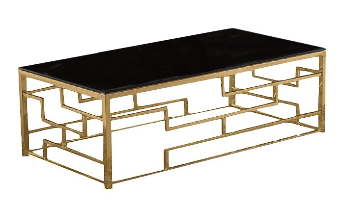 Table basse design acier inoxydable plateau avec marbre ou en verre BELLAGIO