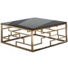 Table basse design acier inoxydable gold plateau avec marbre ou en verre carre BELLAGIO