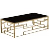 Table basse design acier inoxydable gold plateau avec marbre ou en verre carre BELLAGIO