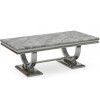 Table basse design acier inoxydable silver plateau avec marbre ou en verre GUCCI