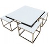 Set de table basse design 5 pieces acier inoxydable silver carre 100cm plateau en verre au choix CASA