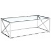 Table basse design acier inoxydable silver plateau en verre rec. ORLANDO