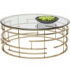 Table basse design acier inoxydable gold rond plateau avec marbre ou en verre au choix REFLUX