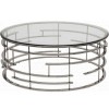 Table basse design acier inoxydable silver rond plateau avec marbre ou en verre au choix REFLUX