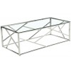 Table basse design acier inoxydable silver plateau en verre rec. MEDISON