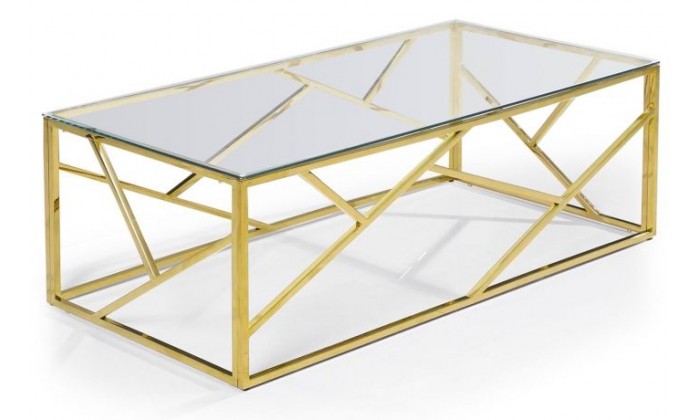 Table basse design acier inoxydable gold plateau en verre rec. MEDISON-3