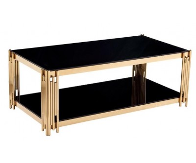 Table basse design acier inoxydable gold plateau en verre rec. CESTA