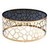 Table basse design acier inoxydable gold rond plateau en verre SAVADORE