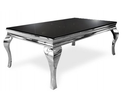 Table basse salon design Acier Argent  Inox/Verre trempé  baroque moderne rectangulaire - Betty POLO