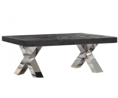 Table basse salon design acier Argent en noir bois massif  BLACKBONI