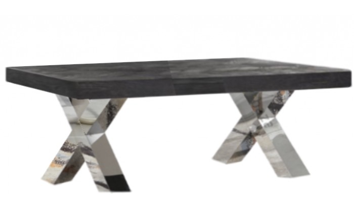 Table basse salon design acier Argent en noir bois massif  BLACKBONI