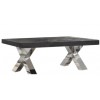 Table basse salon design acier Argent en noir bois massif  BLACKBONI