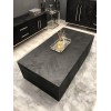 Table basse salon design acier Argent en noir bois massif  BLACKBONI