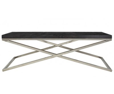 Table basse salon design acier Argent en noir bois massif  BLACKBONI-2